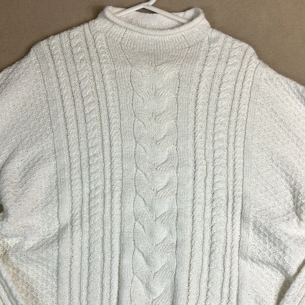 J Crew Roll Neck Cable Knit Ivory‎ Comfy Sweater Cardigan Women’s size 2X